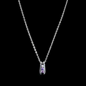 Marsala Sterling Silver Plated Rhinestone Pendant & Silver Tone Necklace (5375)